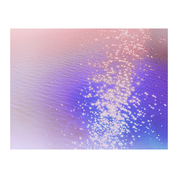 Colorful glimmering water waves with purple, blue, white and peach hues