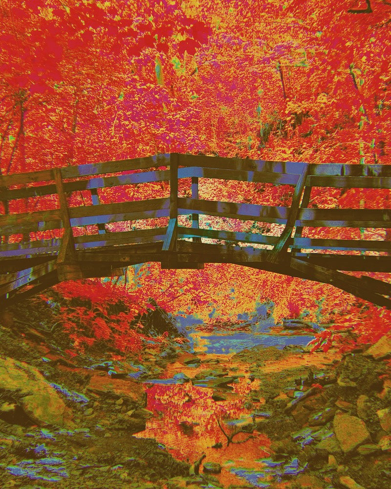 Colorful abstract bridge over water