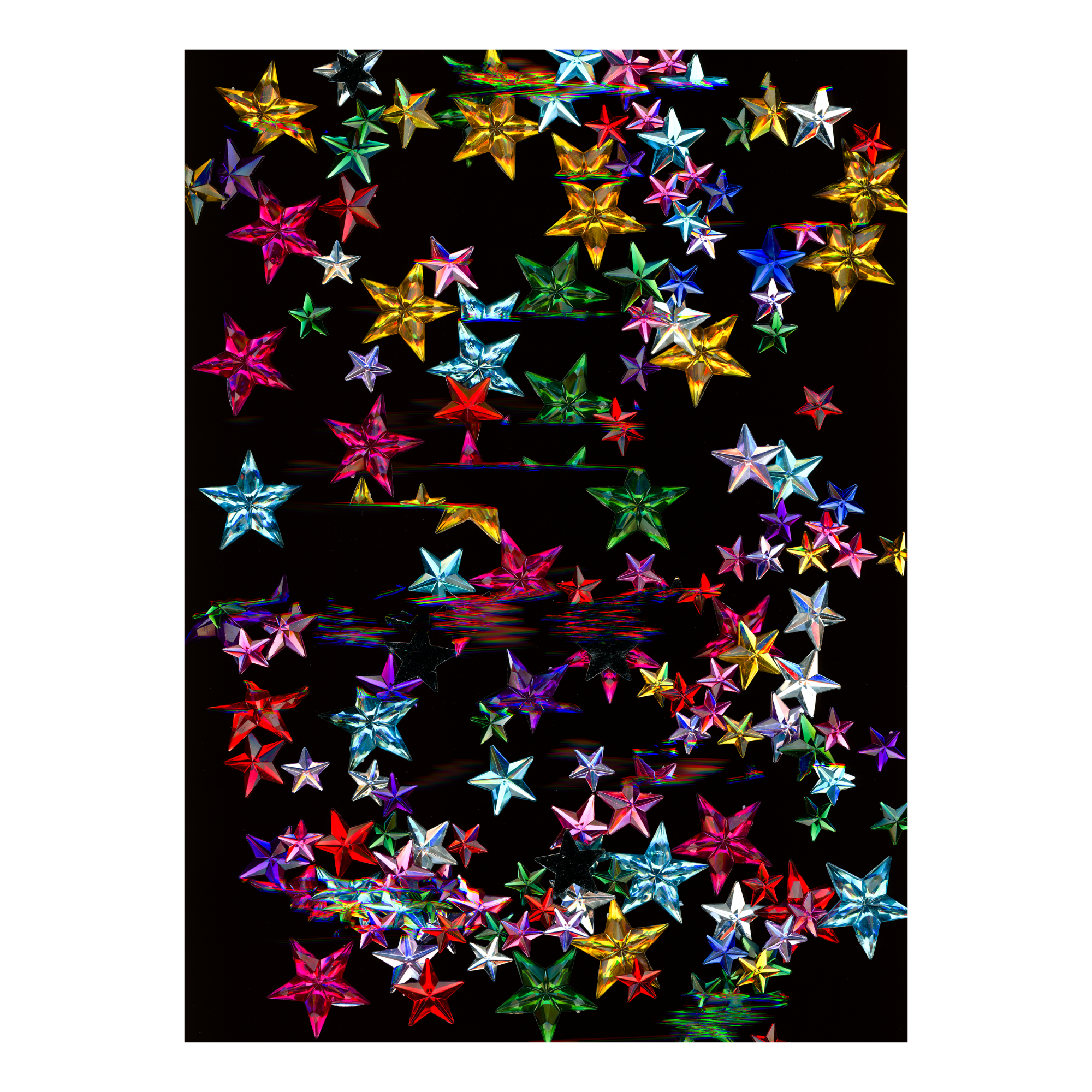 Colorful star gems on a black background