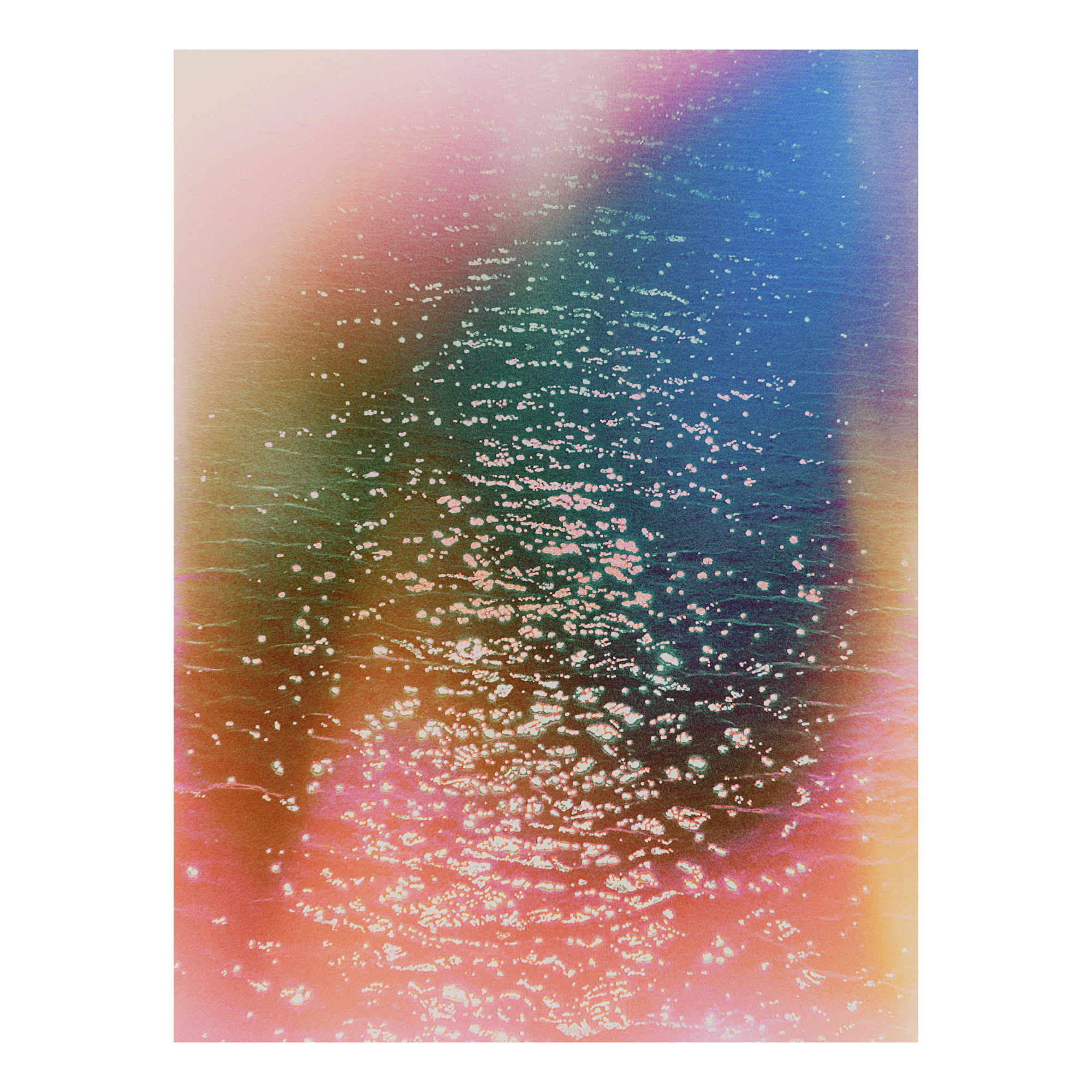 Glimmering waters with a multicolor rainbow haze