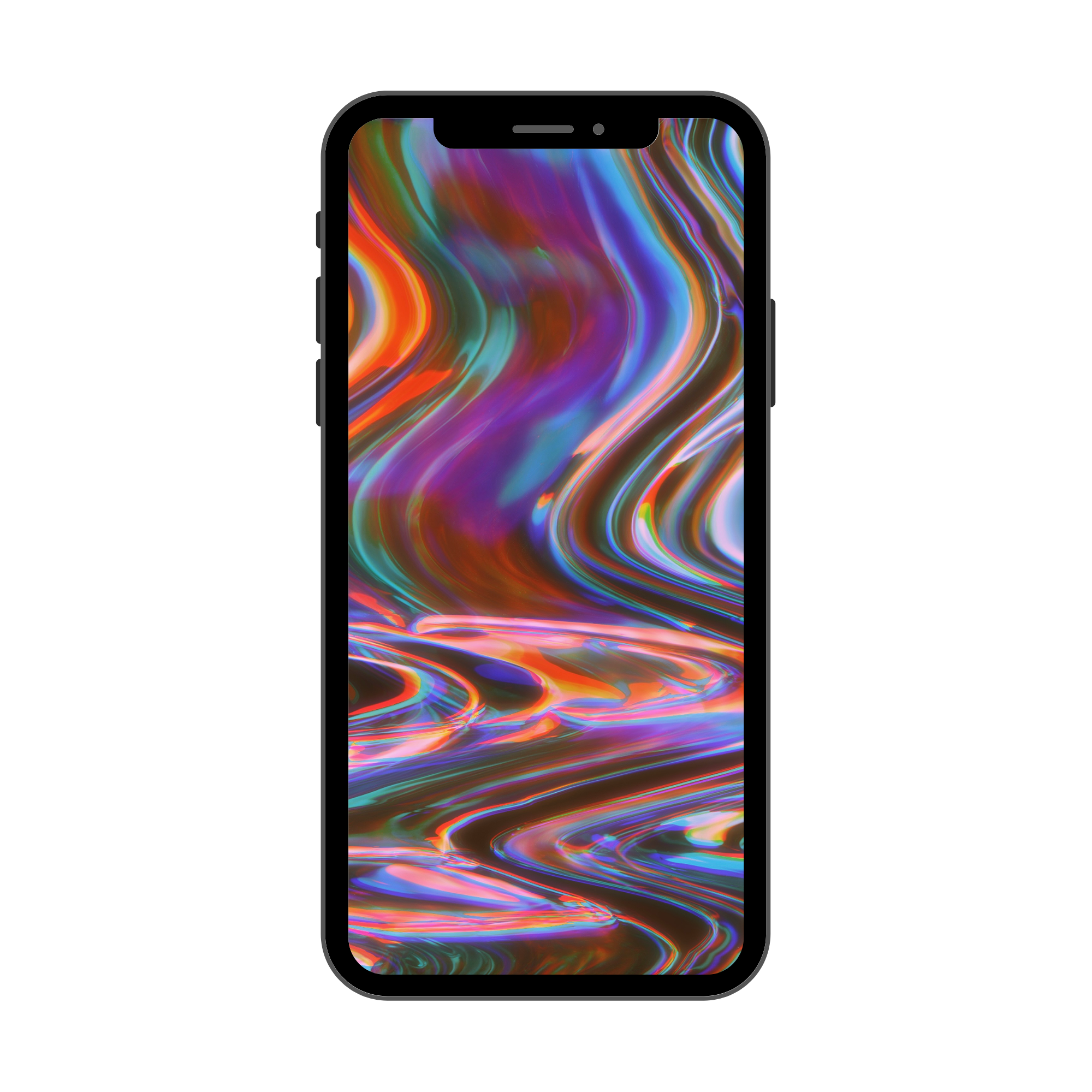 Phone case with a colorful abstract holographic screensaver