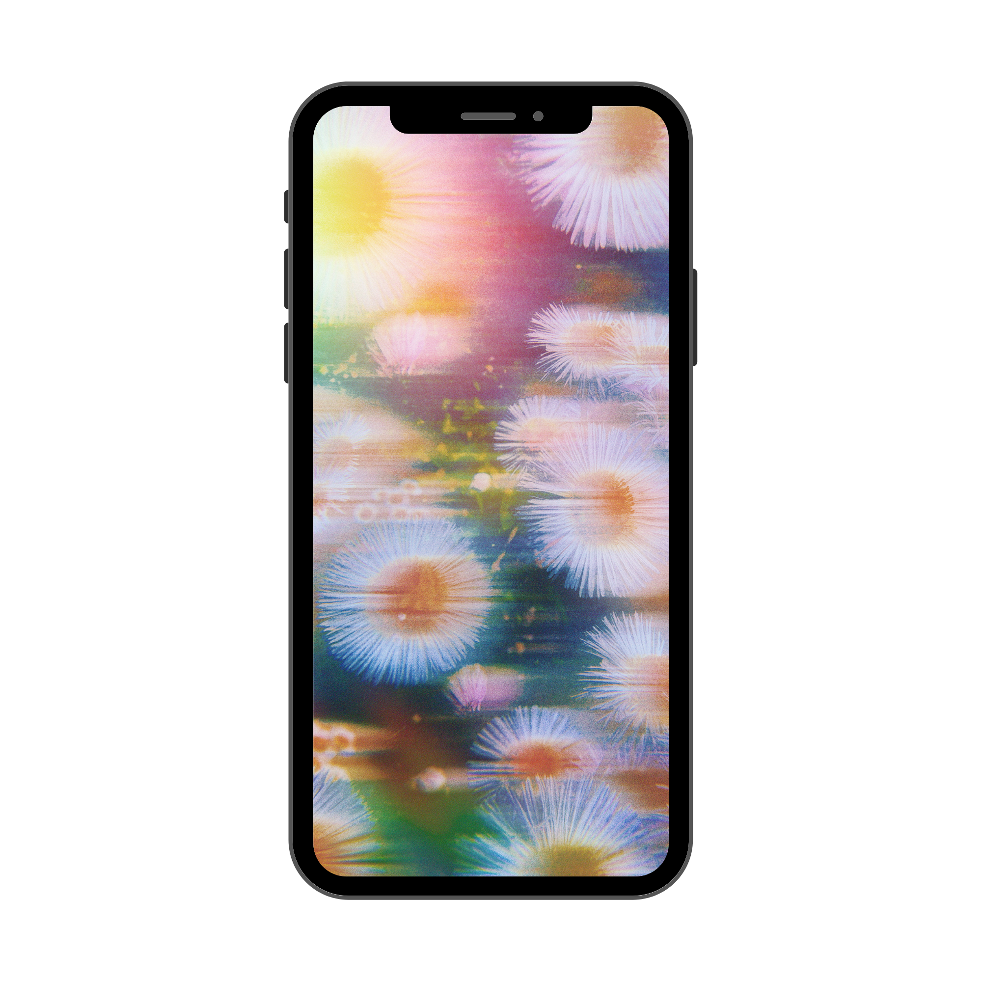 Phone case with a colorful floral pattern screensaver