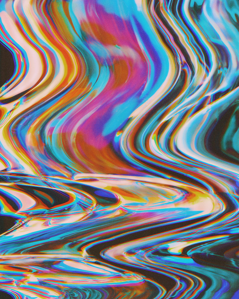 Multicolored, wavy holographic pattern with a glossy finish